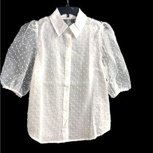 Reveuse Sheer Black or White Blouse with button Closure